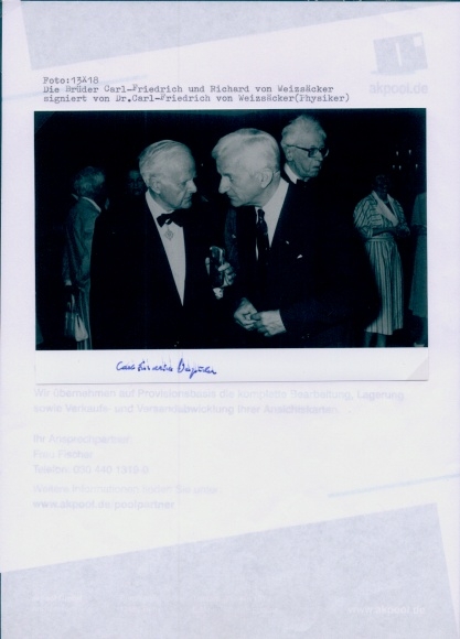 Photo brothers Carl Friedrich and Richard von Weizsäcker, autograph