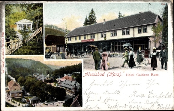 Postcard Alexisbad Harzgerode am Harz, Hotel Goldene Rose, partial view