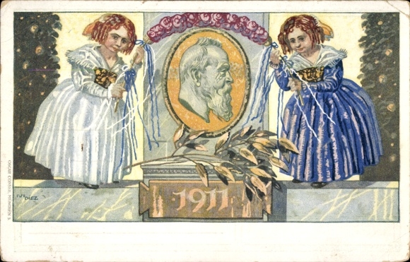 Postwaardestuk kunstenaarsbriefkaart Diez, M., prins-regent Luitpold van Beieren 1911, 5 Pfennig