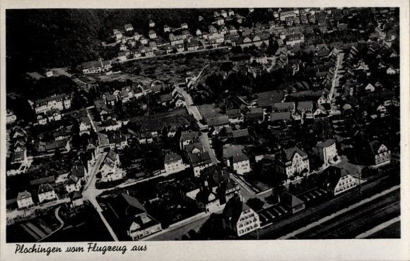 Postcard Plochingen am Neckar, aerial photograph of cityscape, houses, 1943