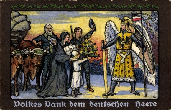 Künstler Ak Hamburg, Opfertag 1915, Weihnachtsgabe, Kind mit Tannenbaum, Engel