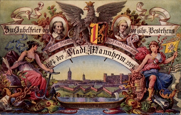 KP Mannheim, 300-lecie miasta w 1907 r., elektor Friedrich, elektor Karl Theodor