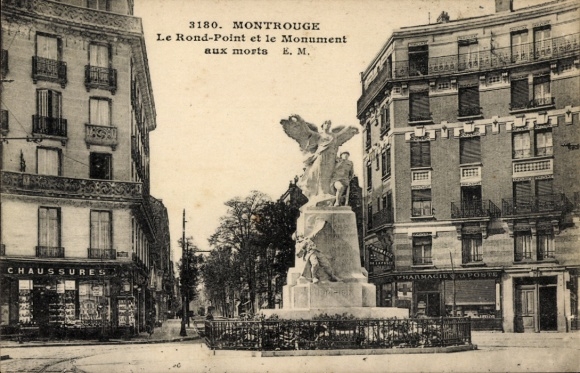 Postcard Montrouge Hauts de Seine, Rond-Point, Monument aux morts