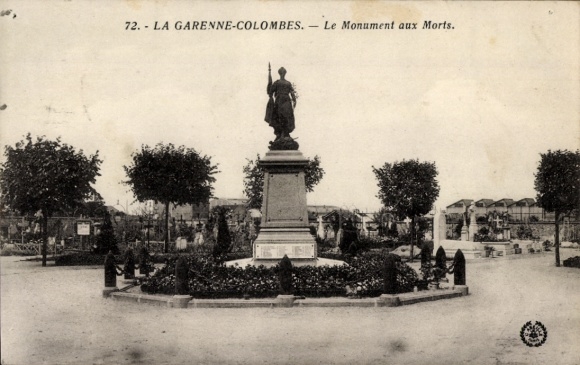 Postcard La Garenne Colombes Hauts de Seine, war memorial