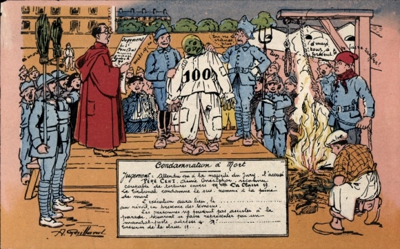 Künstler Ak Petiet, Humour militaire, Condamnation a Mort
