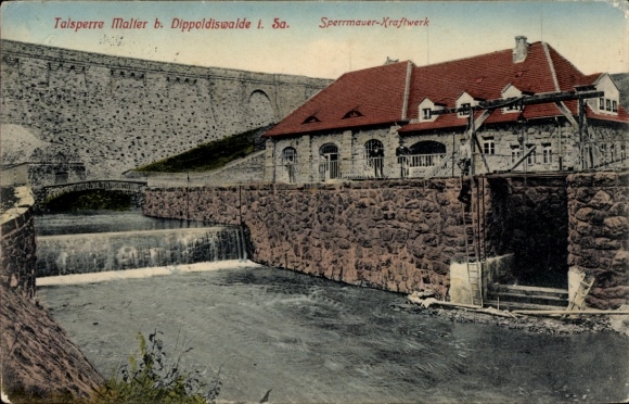 Postcard Malter Dippoldiswalde, Malter Dam, dam power plant, idyllic landscape