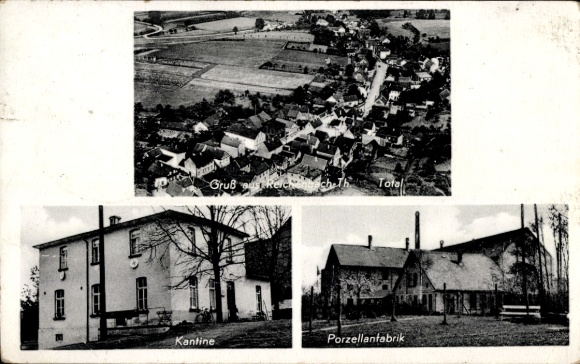 Postcard Berlin Reinickendorf Hermsdorf, general view, porcelain factory, canteen