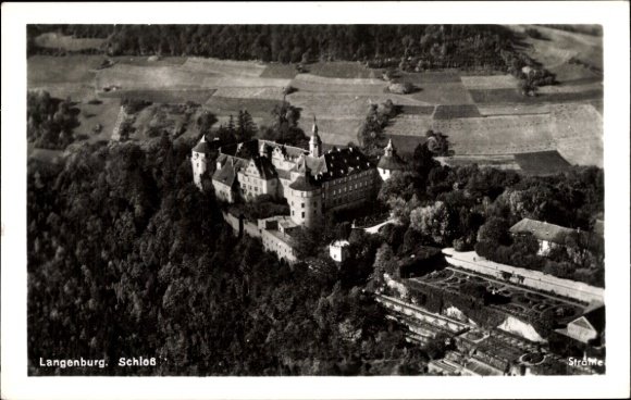 Ak Langenburg in Württemberg, Fliegeraufnahme, Schloss