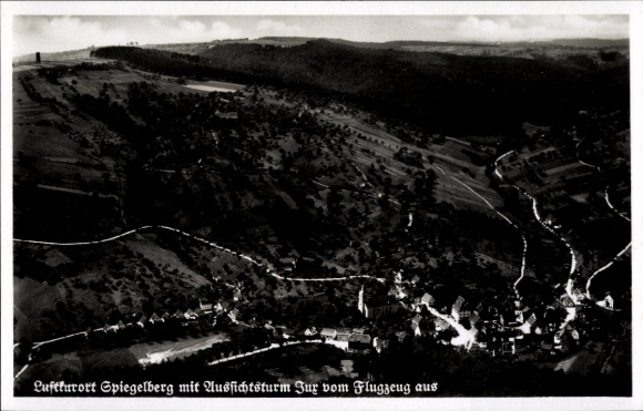 Postcard Spiegelberg in Württemberg, aerial photograph