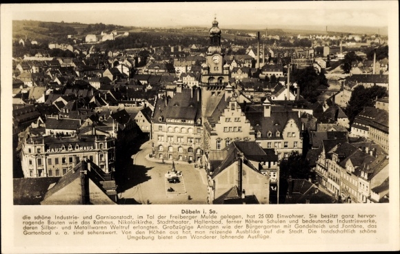 Ak Döbeln in Sachsen, Kirchturm, Turmuhr, Giebelhaus