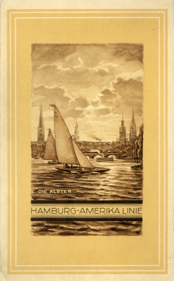 Menu card Menu card steamer St. Louis, May 23, 1931, farewell dinner, Alster, sailing ship