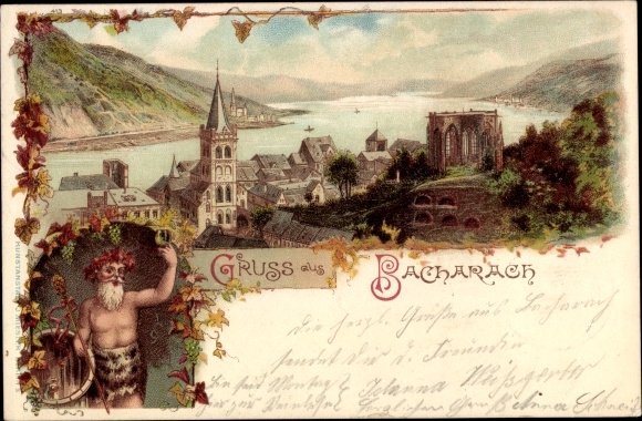 Chromo-Litho Bacharach am Rhein, general view