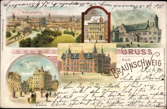 Postcard Braunschweig in Lower Saxony, Kohlmarkt, Castle, Town Hall