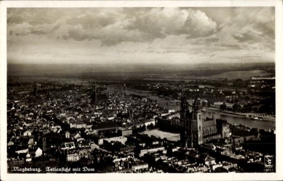 PC Magdeburg on the Elbe, total view, cathedral, aerial photograph, Klinke & Co 10146