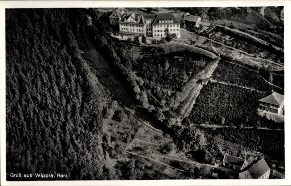 Postcard Wippra Sangerhausen am Harz, aerial photograph