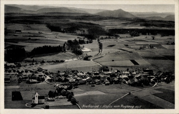 Postcard Kraftisried in Allgäu, aerial photograph