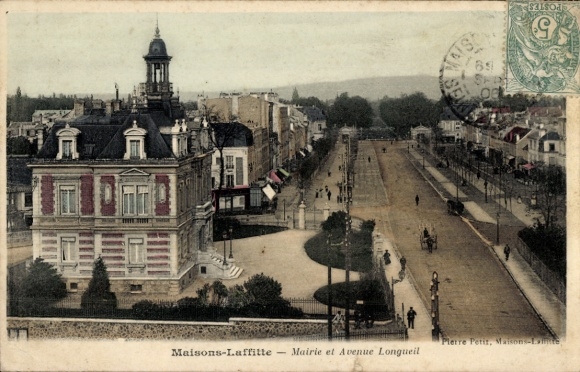 Postcard Maisons Laffitte Yvelines, Town Hall, Avenue Longueil