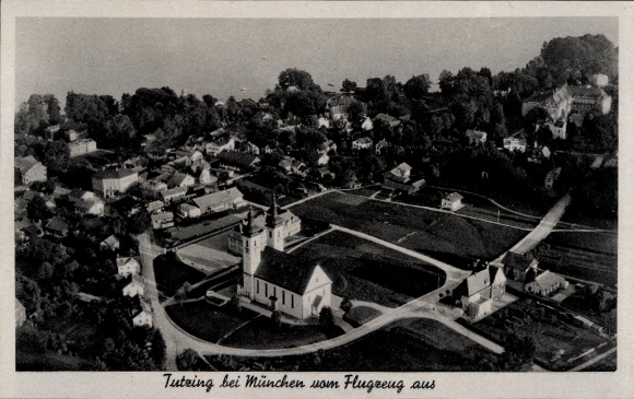 Postcard Tutzing on Lake Starnberg, Upper Bavaria, aerial photograph