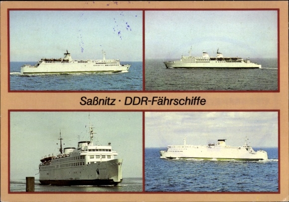 Ak Sassnitz auf der Insel Rügen, DDR Fährschiffe, Rügen, Saßnitz, Warnemünde, Rostock