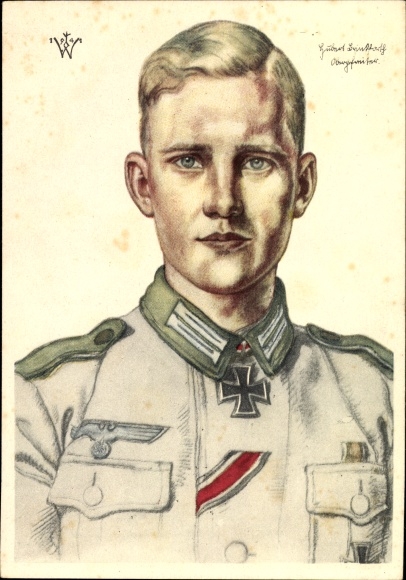 Artist Postcard Willrich, Wolfgang, Knight's Cross holder Corporal Brinkforth, VDA E 14