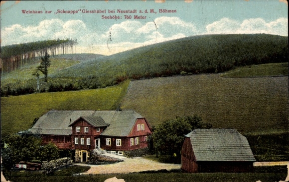 Postcard Neustadt in Sachsen, Weinhaus zur Schnappe, Giesshübel, rural landscape, altitude 760 meters