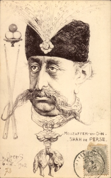 Artist CPA Mouzaffer en Din, Shah de Perse