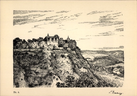 Artist Postcard Dornburg an der Saale Thuringia, Goethe biography, poem, No. 4