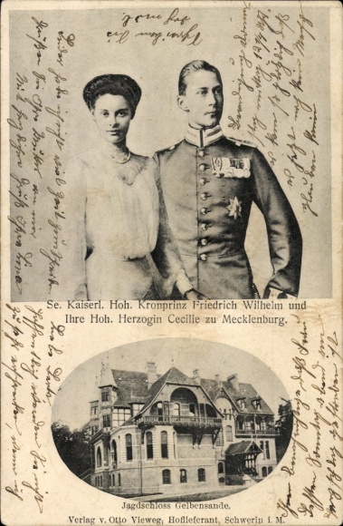 Picture Gelbensande in Mecklenburg, Gelbensande hunting lodge, Crown Prince Wilhelm, Cecilie