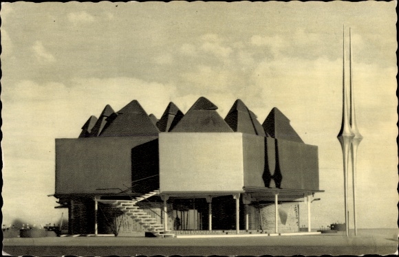 Postcard Bruxelles Brussels, the pavilion of the bookseller Hachette at the 1958 exhibition