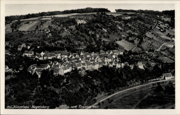 Postcard Nagelsberg Künzelsau Hohenlohekreis, aerial photograph