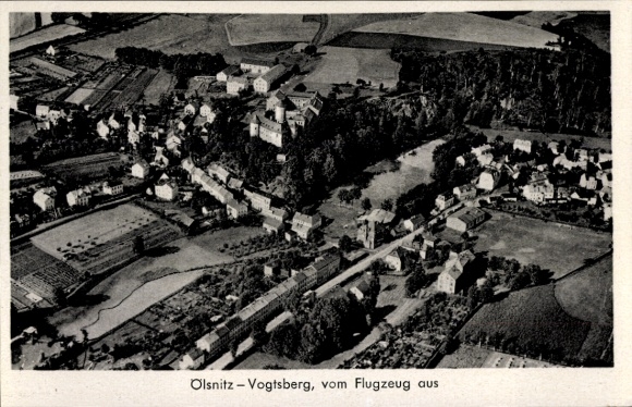 Ak Vogtsberg Oelsnitz Vogtland, Fliegeraufnahme