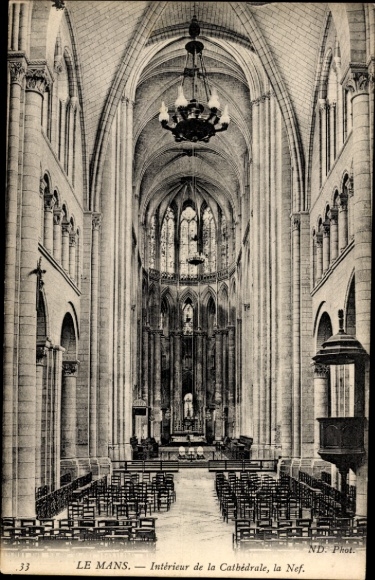 Postcard Le Mans Sarthe, Cathedral, Interior View