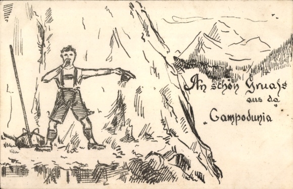 Postcard hiker, mountains, mountain peak, Campodunia
