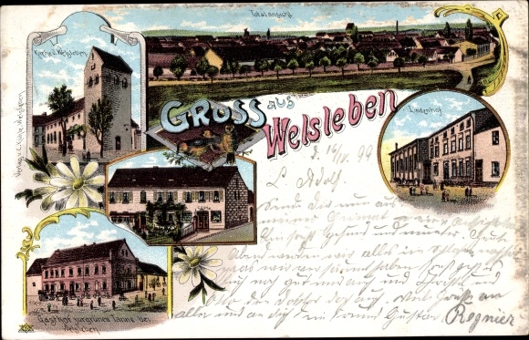 litho Welsleben, Gasthof zur Grüne Tanne, Lindenhof