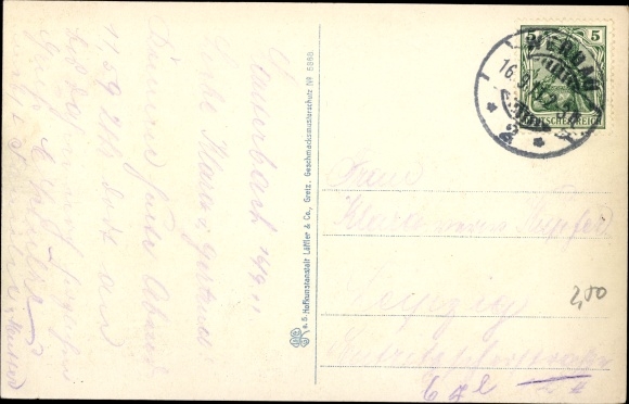 Postcard Werdau in Saxony, New Town Hall, street section
