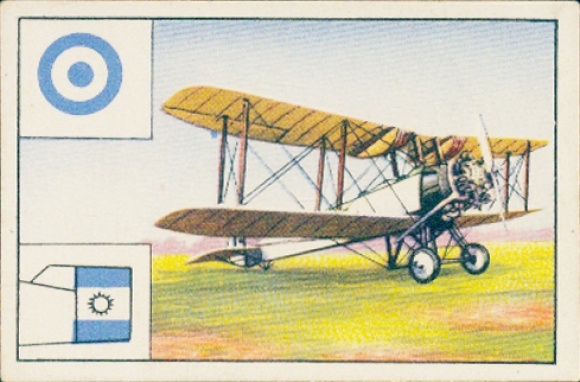 Collector's card The Conquest of the Air Dept. I Series D No. 7, Avro 504 N trainer aircraft, Argentina