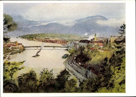 Artist Postcard Mandelsloh, Ernst August, Vienna 22 Donaustadt, general view