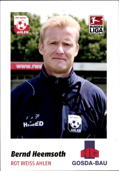 Autogrammkarte Co Trainer Bernd Heemsoth, Rot Weiss Ahlen, Autogramm