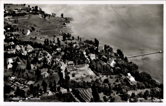Postcard Gaienhofen on Lake Constance, aerial photograph