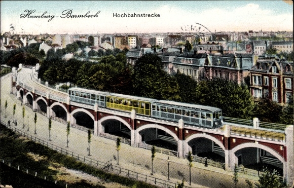 PC Hamburg North Barmbek, elevated railway line, panorama