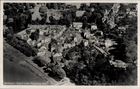 Postcard Mettlach in Saarland, aerial photograph