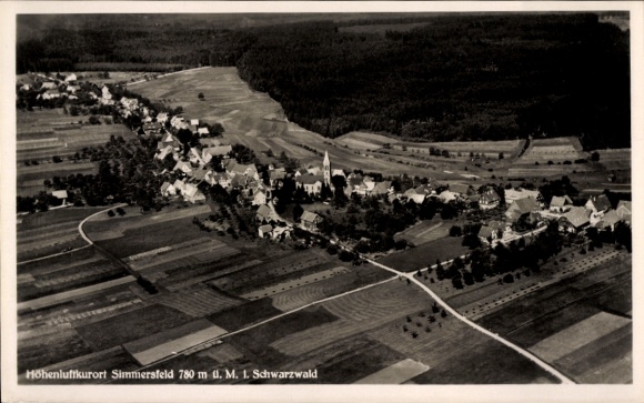 Postcard Simmersfeld in the Black Forest, aerial photograph