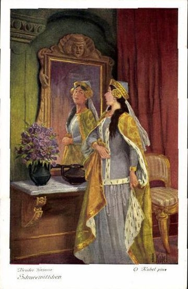 Set of 6 artist PCs in envelope, fairy tale: Snow White by Otto Kubel