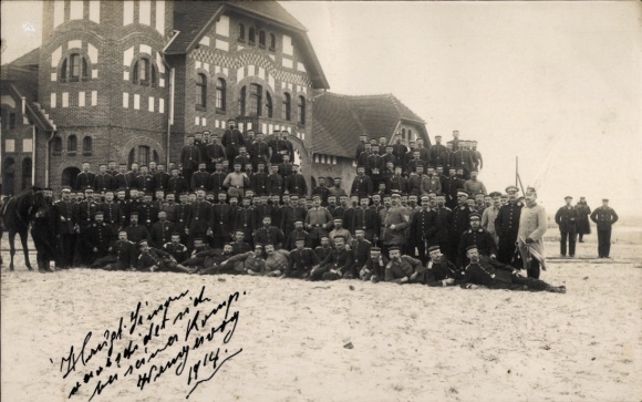 foto Ak Wangerooge, Kapitein Simon, toegewezen aan het front in 1914, afscheid van het bedrijf