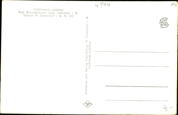 Postcard Lübbecke in East Westphalia, castle ruins with forester&#39;s lodge Limberg