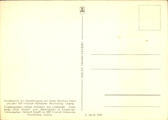 Song Postcard Anton Günther Erzgebirge dialect, Wu de Walder haamlich rustling