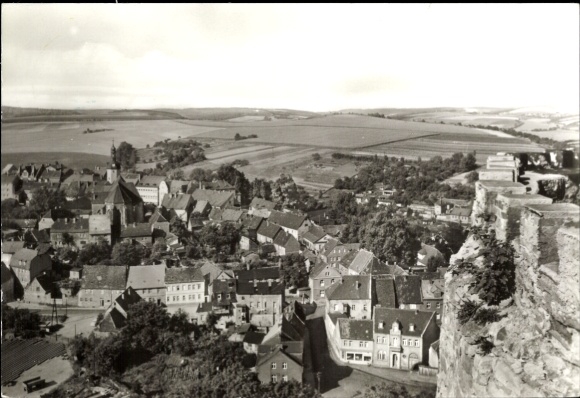 Ak Mansfeld im Harzvorland, Panoramablick auf Stadt, Kirche, Felder,  Architektur