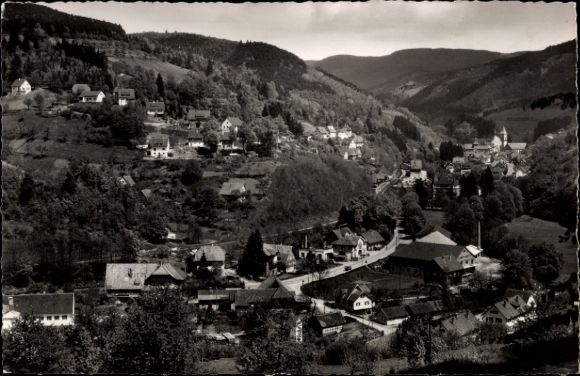 Ak Bad Peterstal Griesbach im Schwarzwald Baden, Landschaft mit Häusern, Bäume, Berge,  Badischer