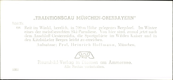 Stereo spatial image photo &quot;Traditionsgau Munich Oberbayern&quot; No. 68 Reit im Winkl