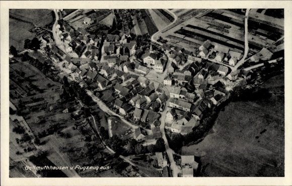 Postcard Gollmuthhausen Höchheim, aerial photograph